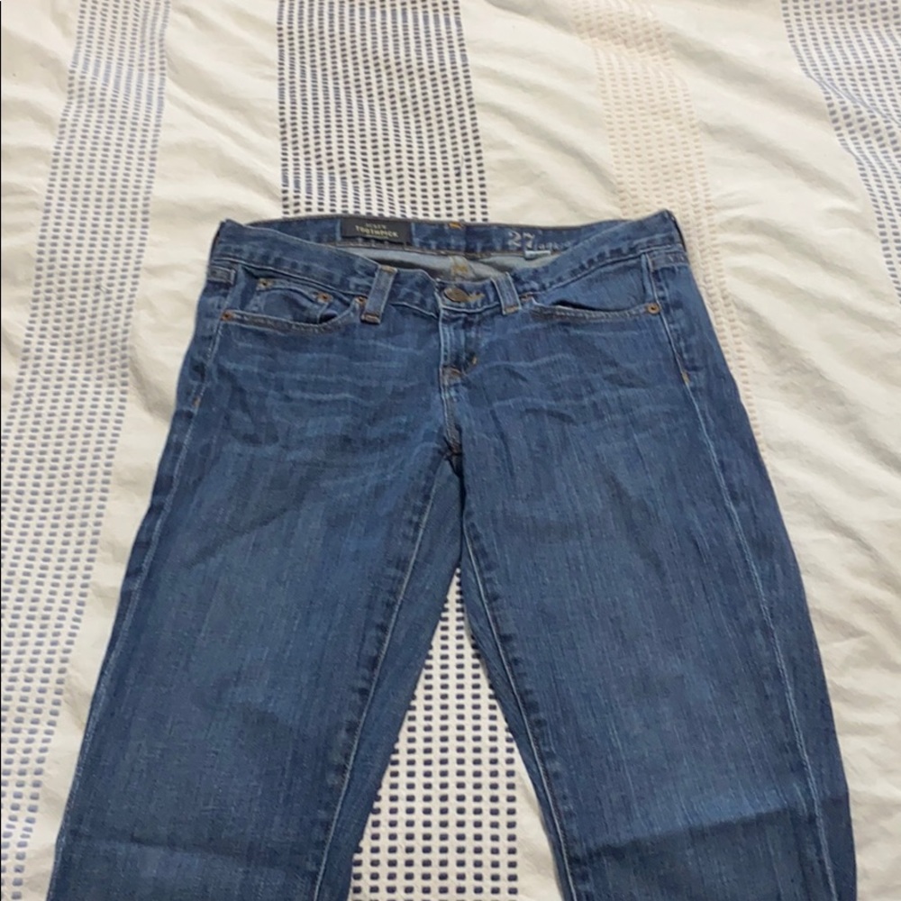JCrew women’s toothpick ankle cut dark wash jeans